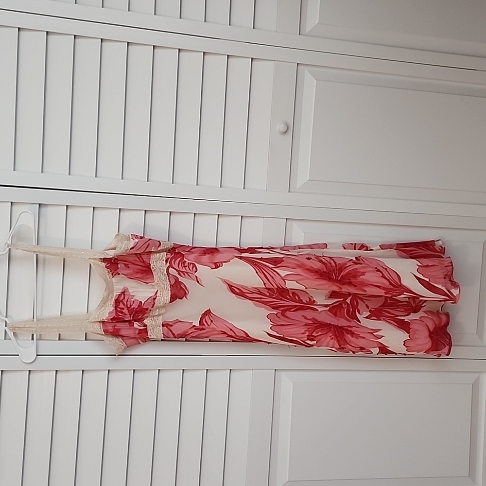 Sheer Floral Slip Dress in Pink and Cream